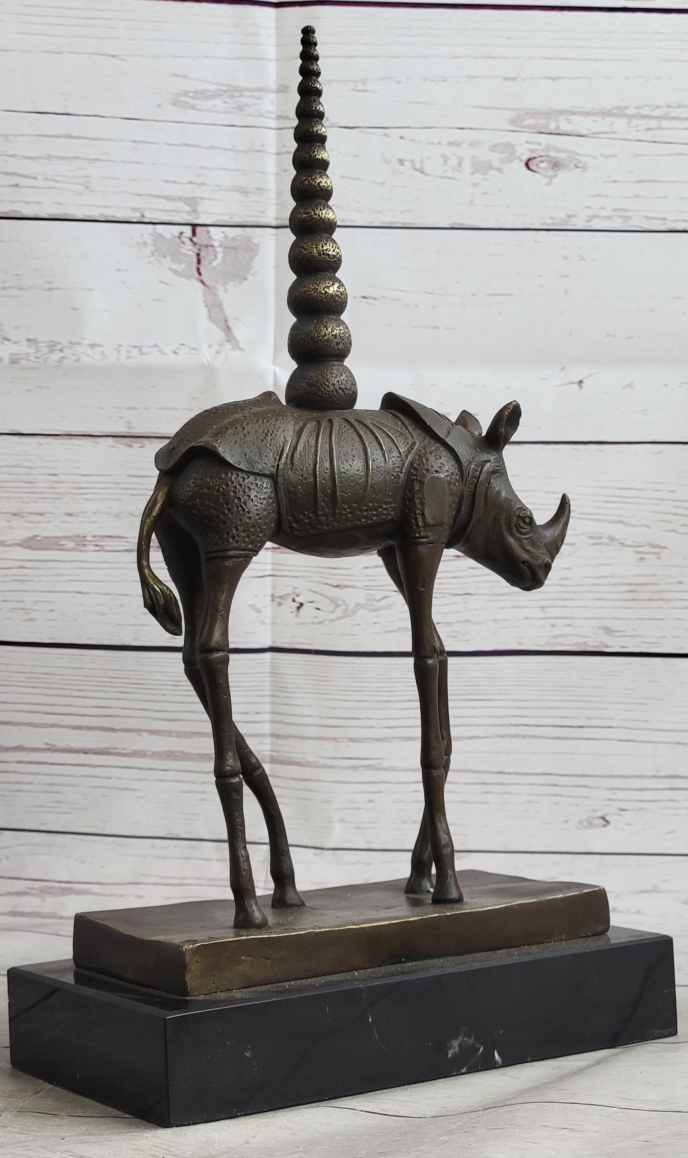 Cosmic Rhinoceros Salvador Dali Cosmic Rhinoceros Surreal Rhino Bronze Sculpture Statue ...