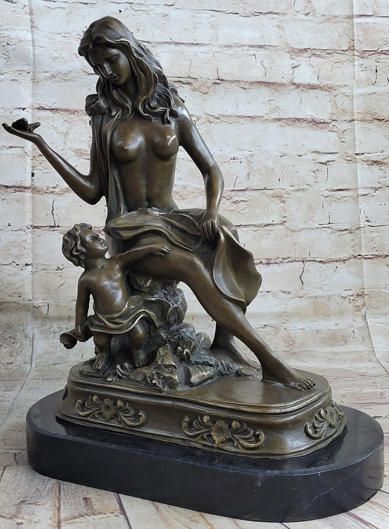 Clotilde de Surville by Gautherin Bronze Mother and Child Sculpture