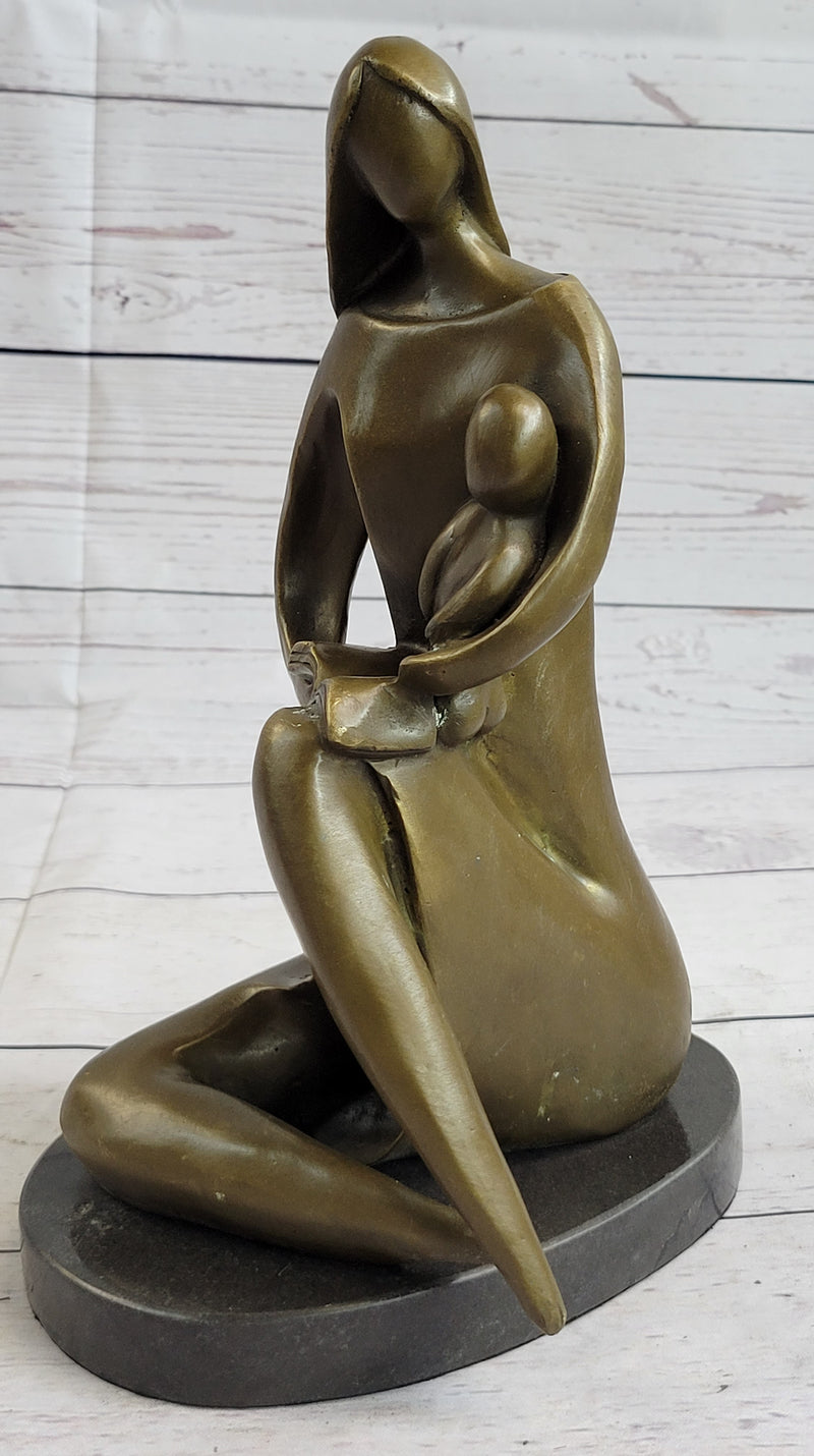 Mother with Baby Bronze Statue Sculpture Figure