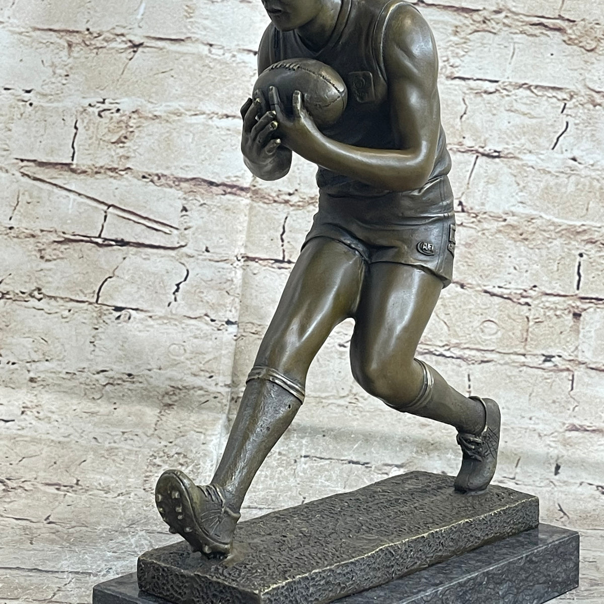 Football Rugby Athlete Bronze Sculpture Statue Trophy on Marble Base ...