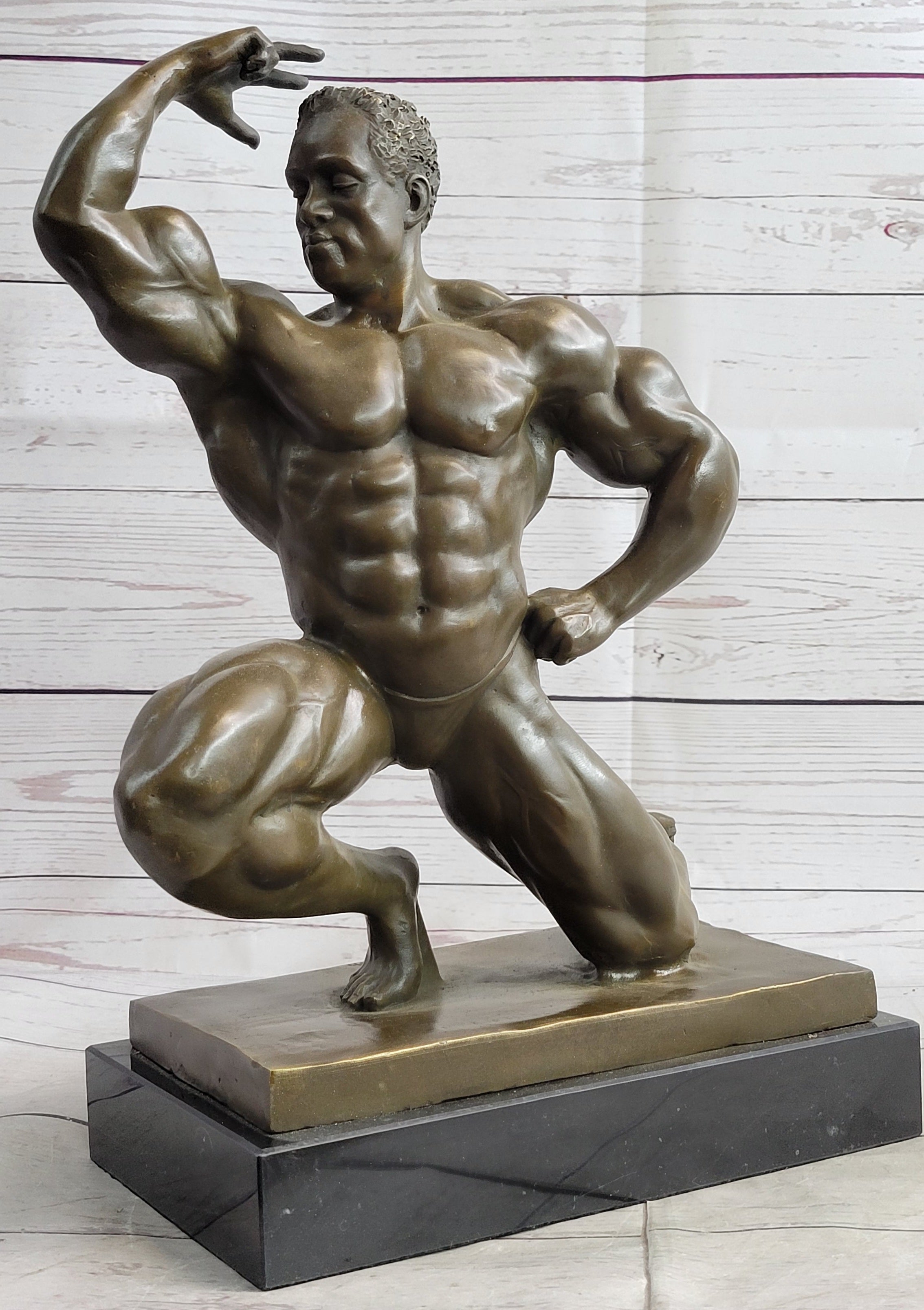 Bronze Front Double Bicep Male Pose Bodybuilding Trophy