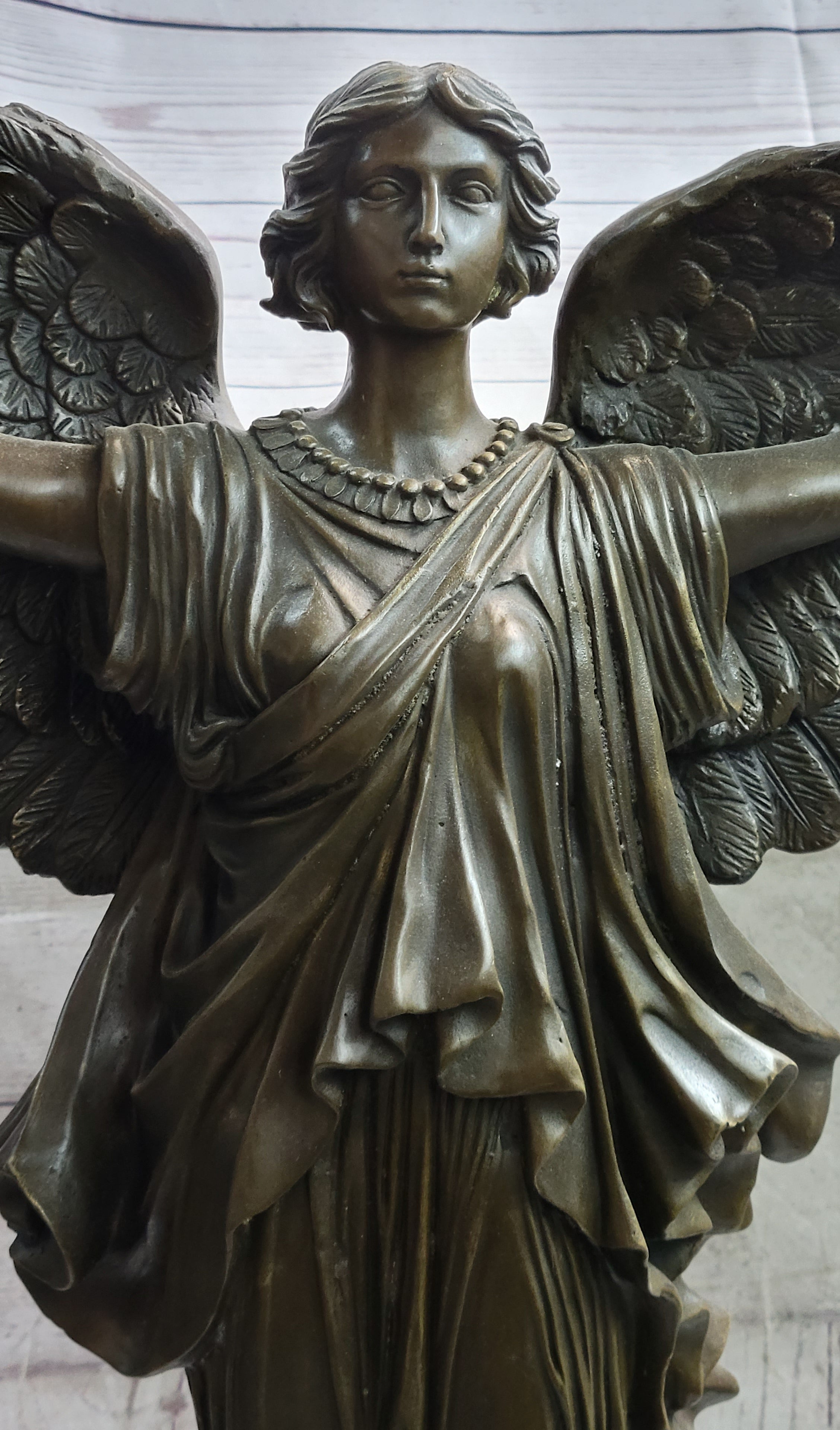 One Winged Angel Figure Female Winged Angel Figure Bronze Statue Sculpture Religious Decor Sig ...