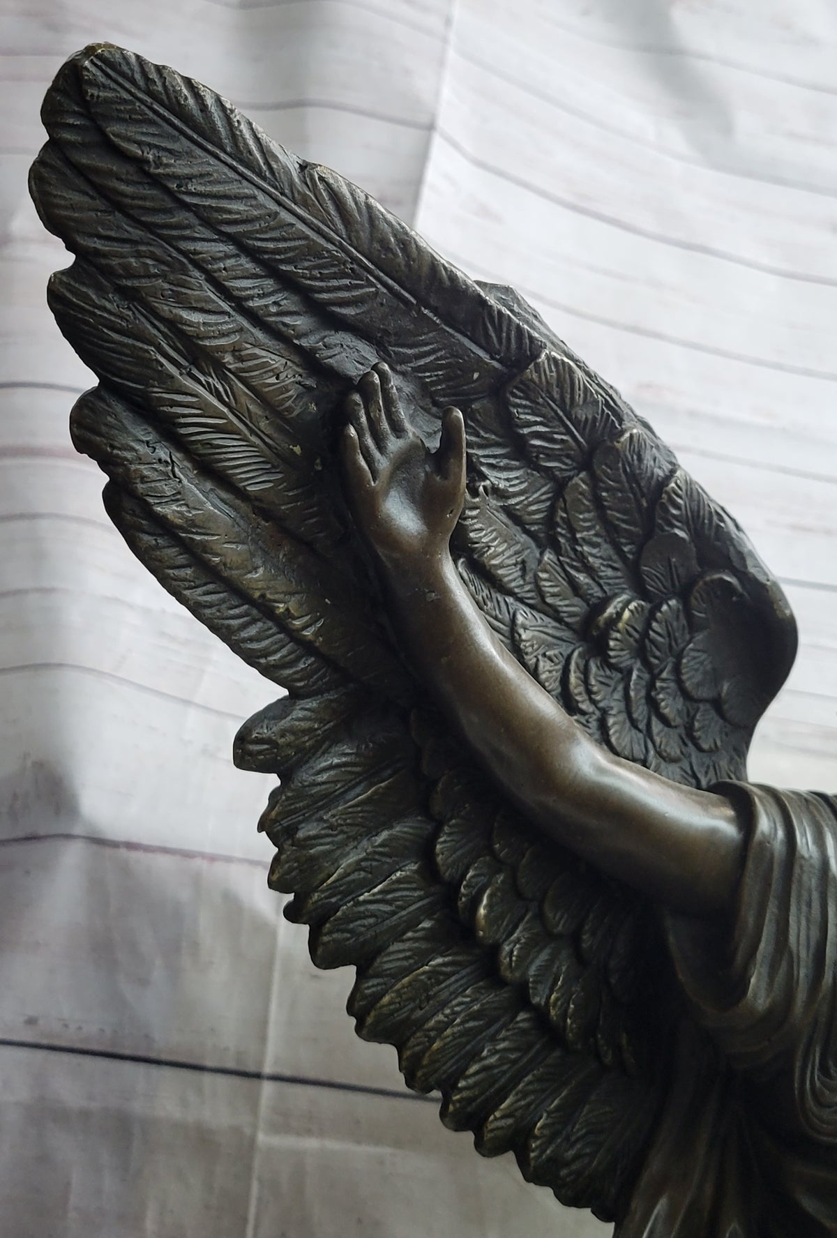 One Winged Angel Figure Female Winged Angel Figure Bronze Statue Sculpture Religious Decor Sig ...