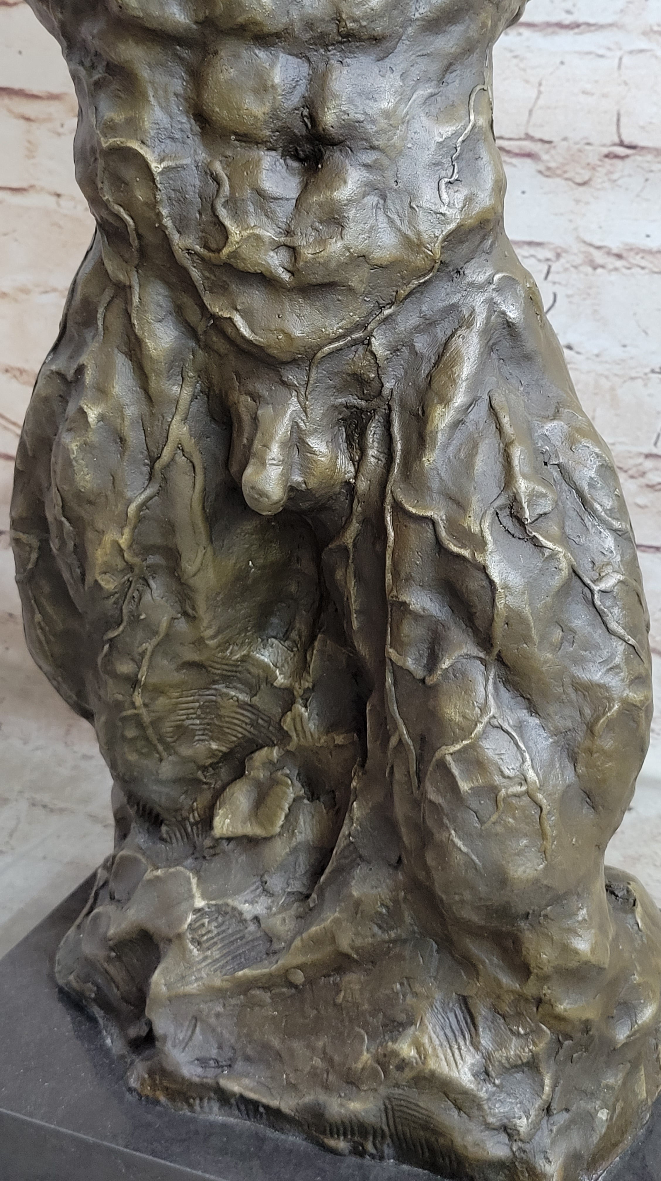 R REALONG Muscular Man Large Bronze Statue, 24.4'' Pure Bronze