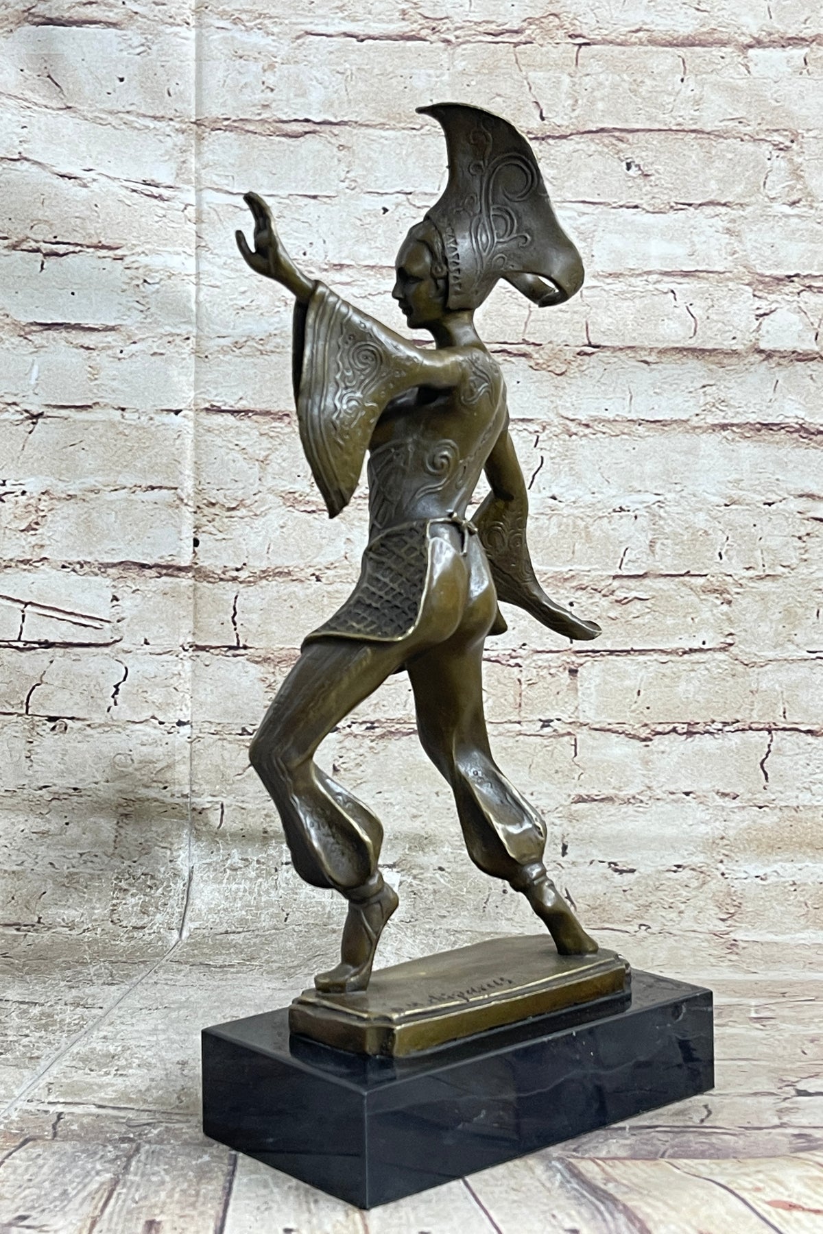 Signed Bronze Sculpture Art Deco Dimitri Chiparus Footsteps Figurine 3 ...
