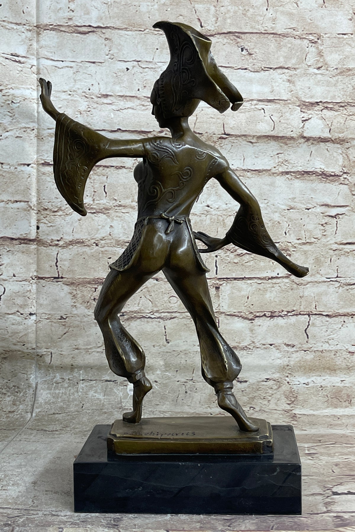 Signed Bronze Sculpture Art Deco Dimitri Chiparus Footsteps Figurine 3 ...