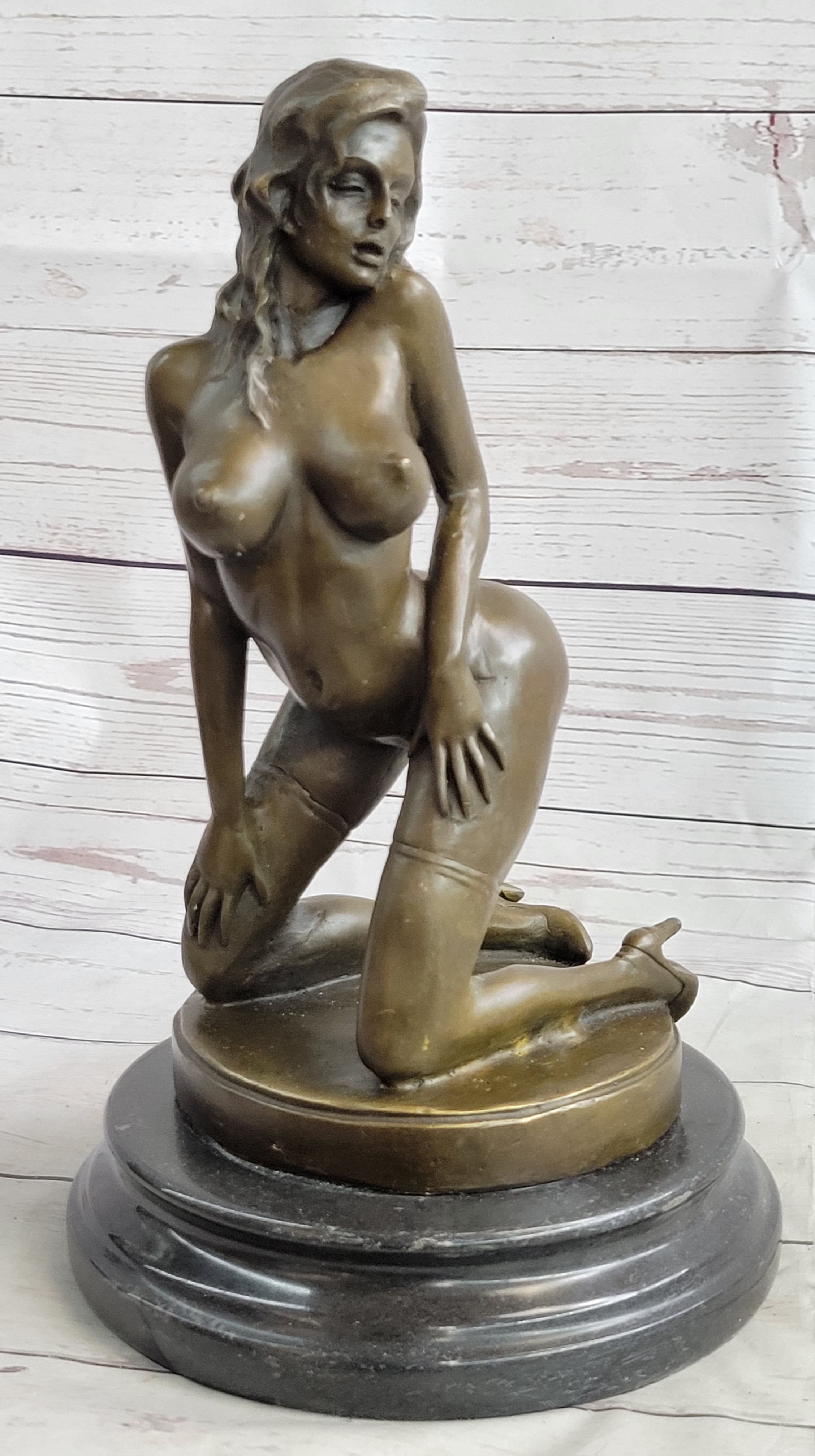 Sexy Woman w/ Large Breast Bronze Sculpture Hand Made Sexual Sex Art Decor  Large – Bronzhaus