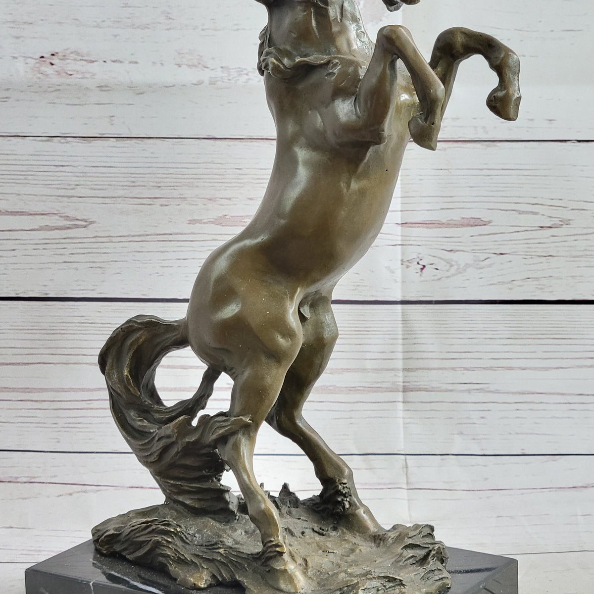 Rearing Horse Bronze Metal Statue Sculpture Figure on Marble Base ...