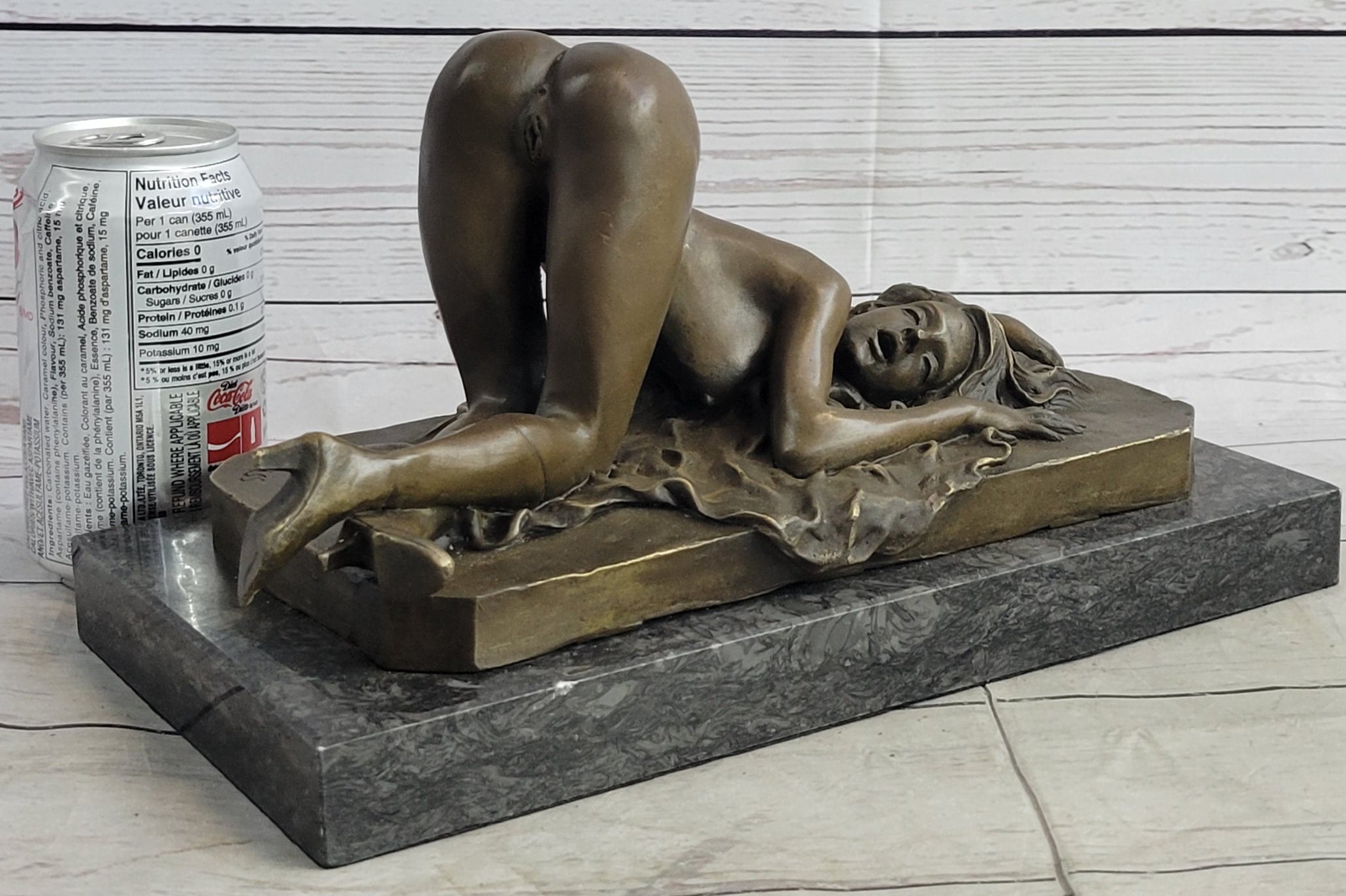 Erotic Nude Bronze Sculpture Statue Girl on Her Knees Sexual Position