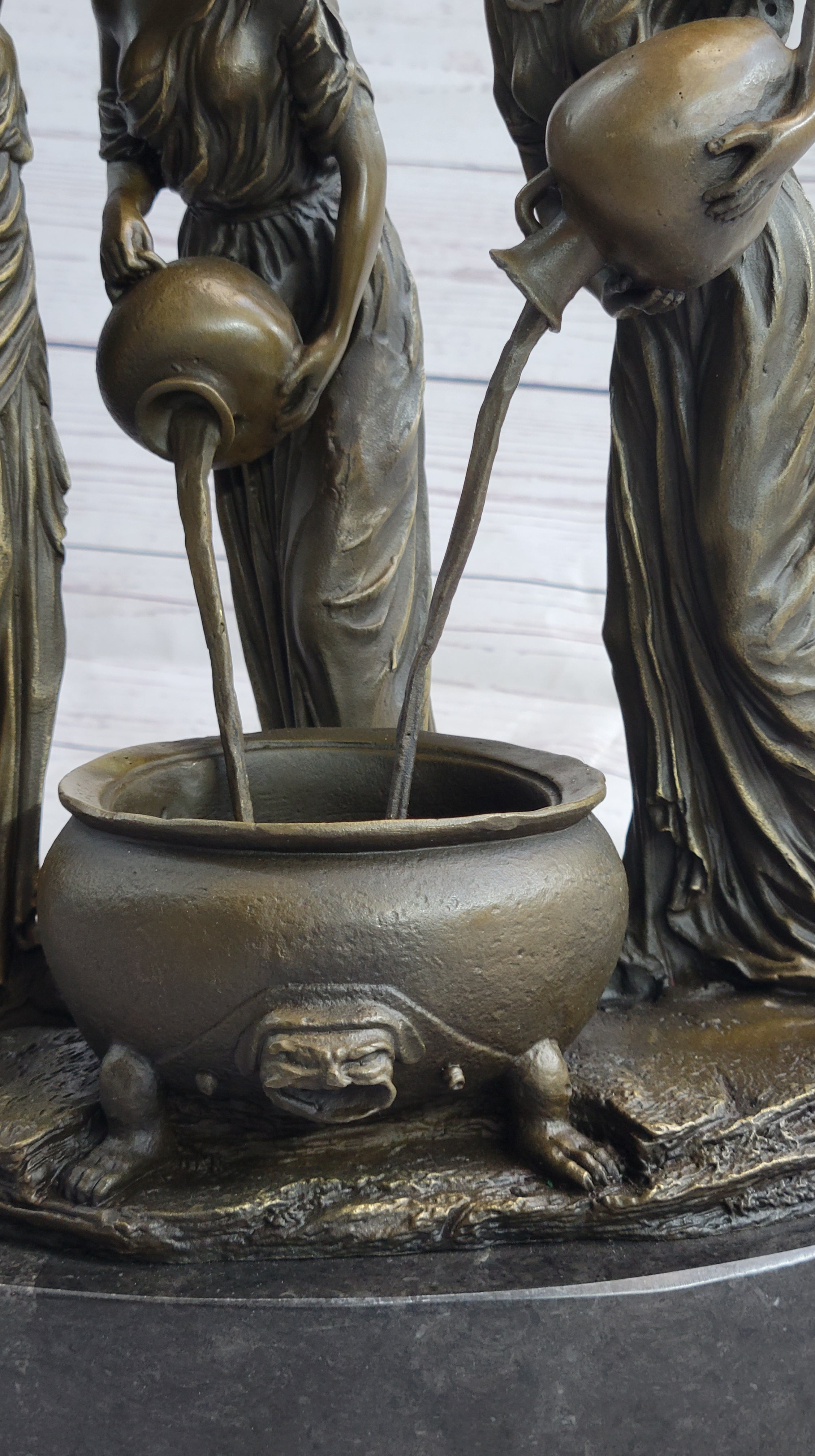 Roman Scene Three Women Pouring Water Bronze Sculpture Statue