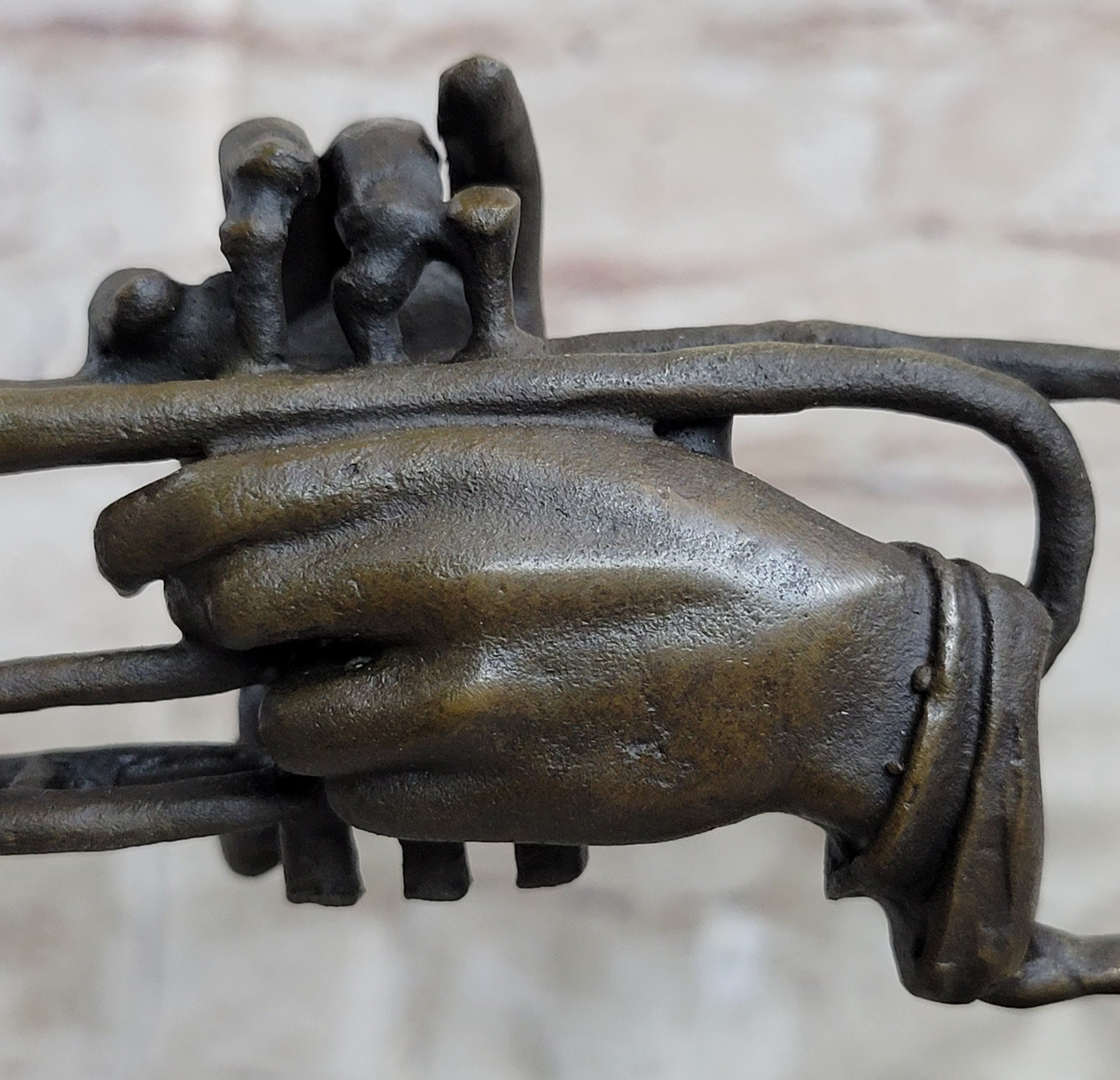 Abstract Bronze Metal Bust Sculpture Statue of Trumpet Player on Marbl