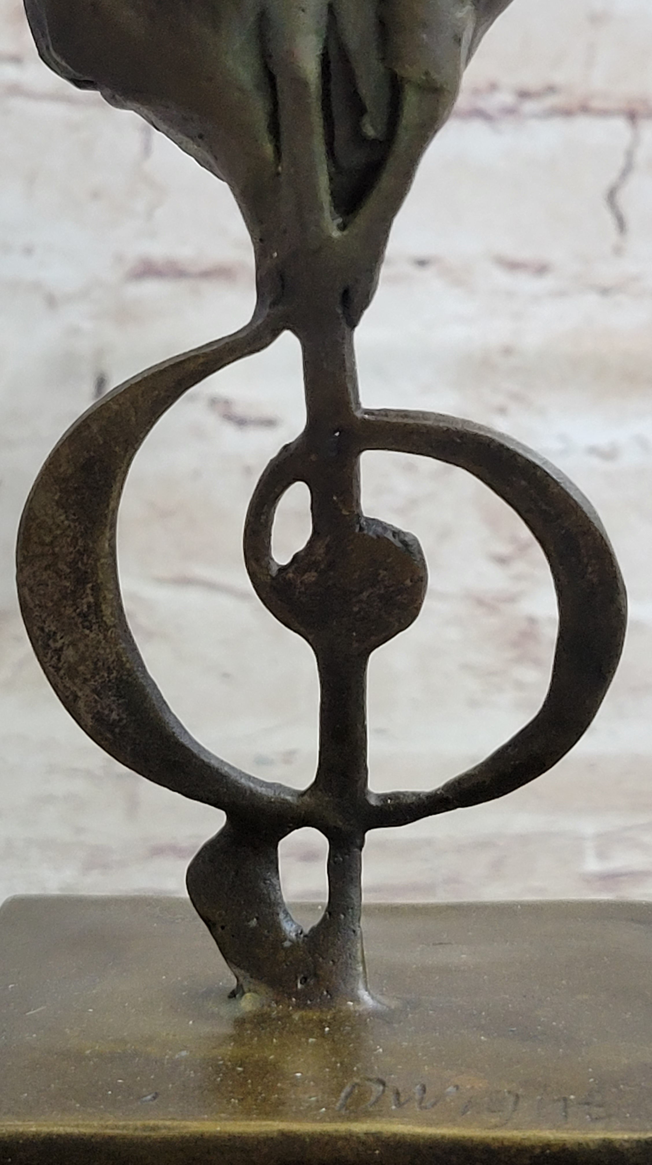 Abstract Bronze Metal Bust Sculpture Statue of Trumpet Player on Marbl