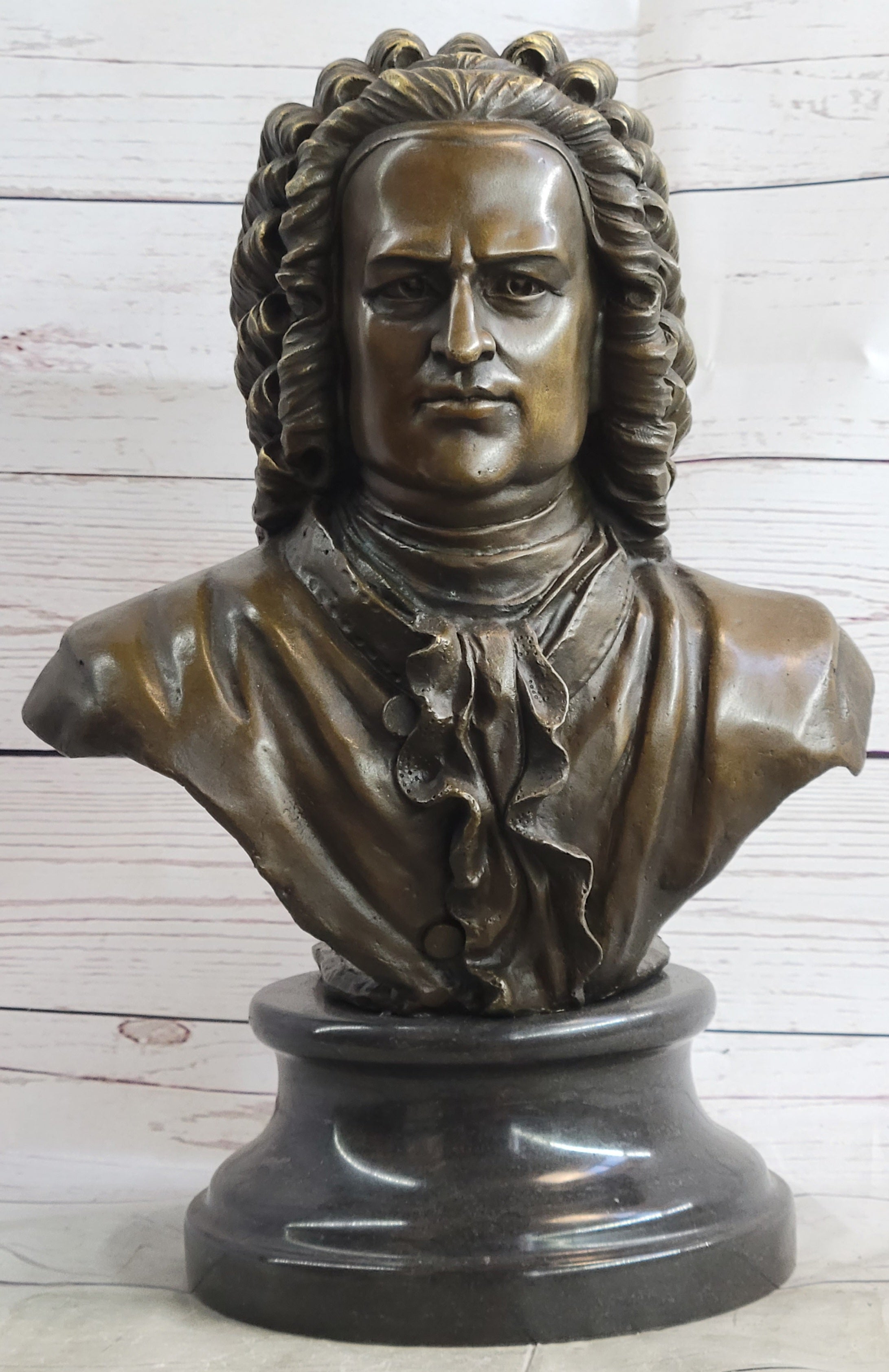 Johann Sebastian Bach Classical Composer Bronze Bust Sculpture Statue image