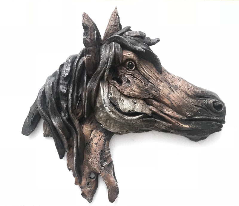 Extra Large Wall Mount Horse Head Stallion Cold Cast Bronze Sculpture